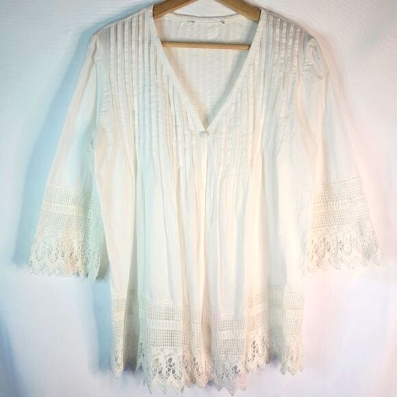 Elegant White Lace Trim Coverup - Picture 1 of 12